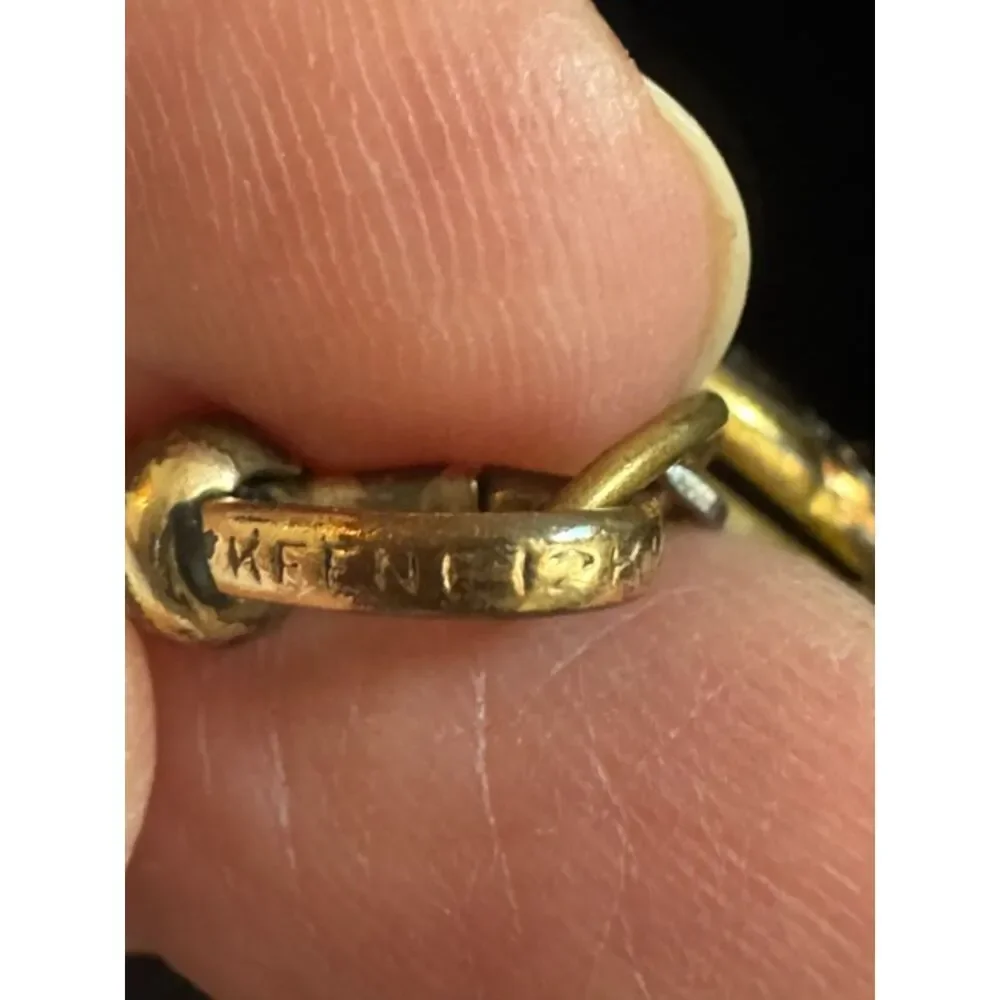 Victorian Keene 12K gold filled Albert watch chain with small casket locket.